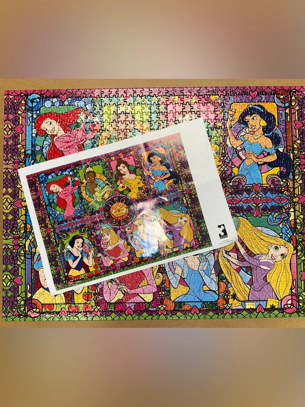 Disney Ceaco STAINED GLASS PRINCESS 1000 Piece PUZZLE Silver Edition 100% Compl